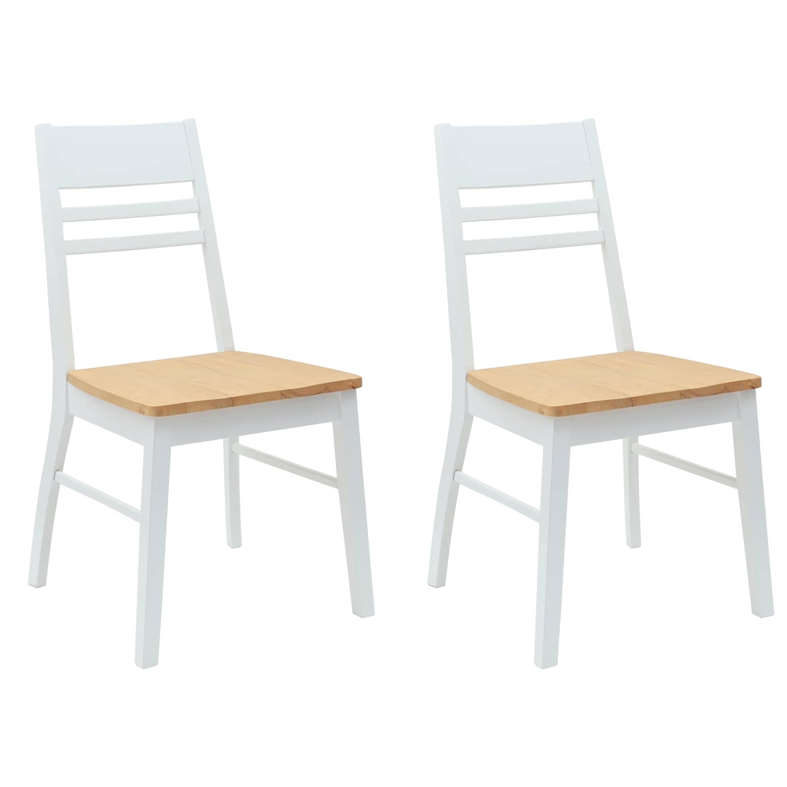 vidaXL Dining Chairs 2 pcs Solid Rubber Wood White 43 x 54 x 89 cm 2