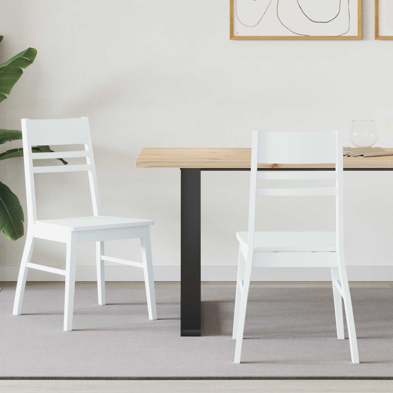 vidaXL Dining Chairs 2 pcs Solid Rubber Wood White 43 x 54 x 89 cm 1