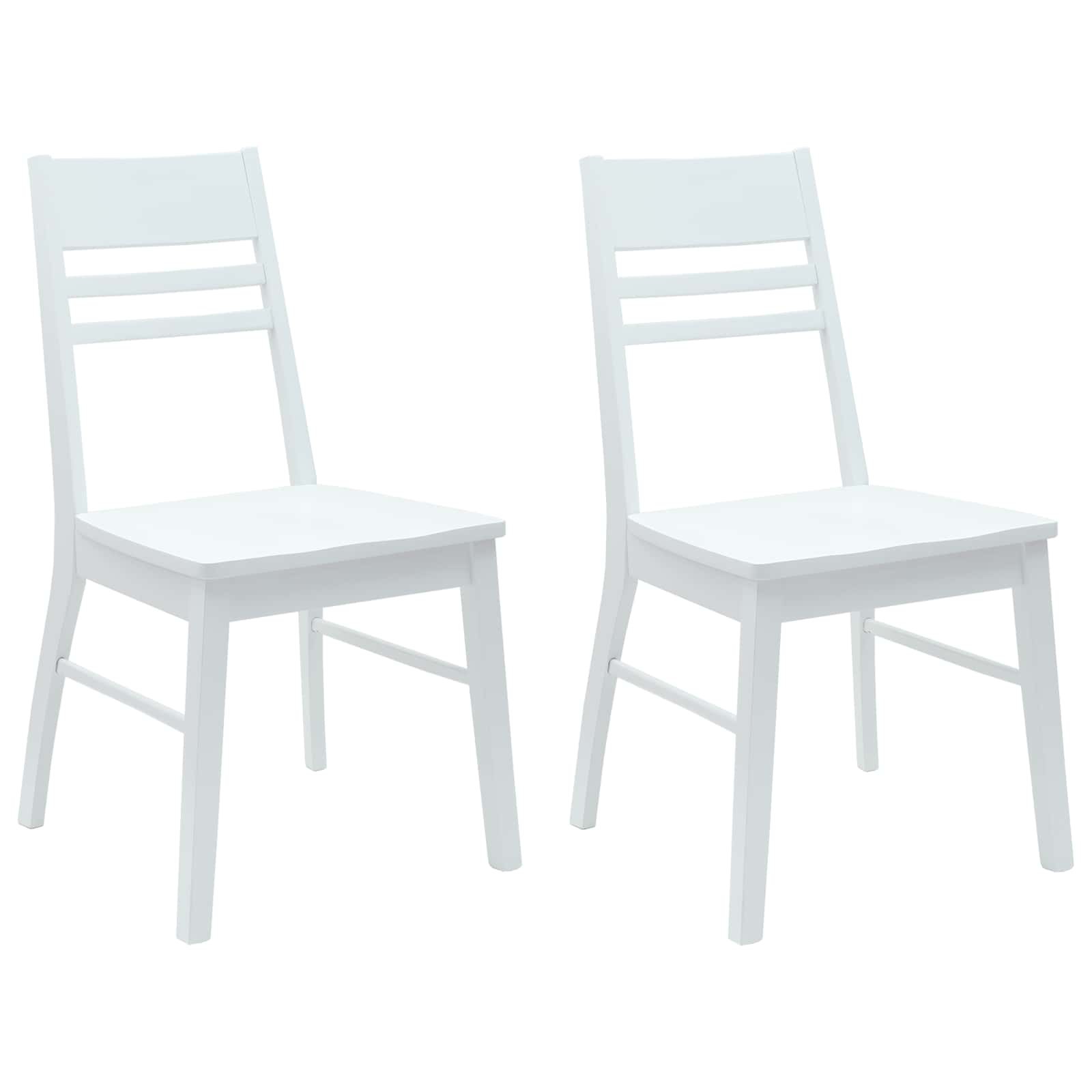 vidaXL Dining Chairs 2 pcs Solid Rubber Wood White 43 x 54 x 89 cm 2