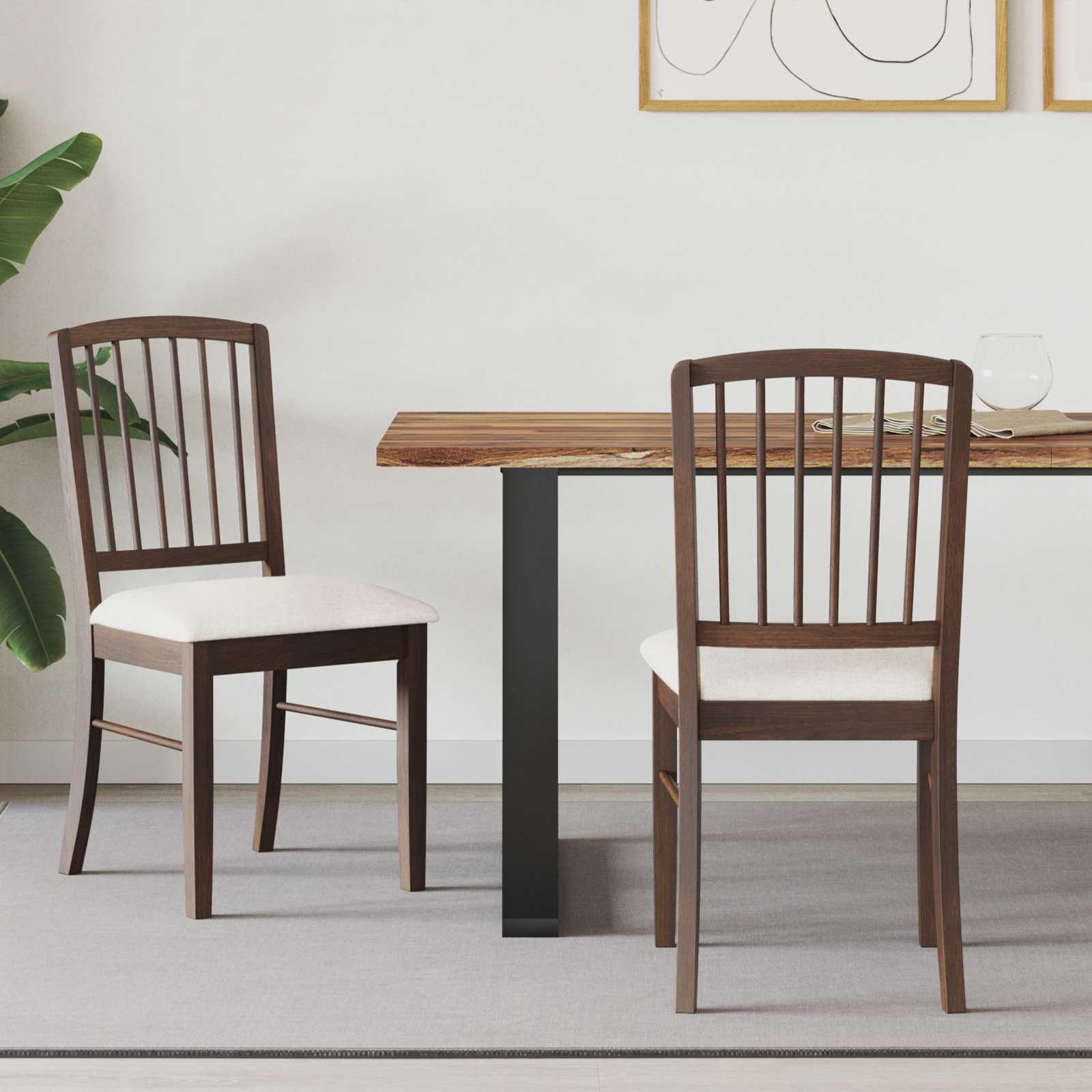 vidaXL Dining Chairs 2 pcs Solid Rubber Wood Light Brown 1