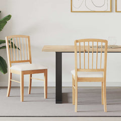 vidaXL Dining Chairs 2 pcs Solid Rubber Wood Natural 50 x 52.5 x 91 cm 1