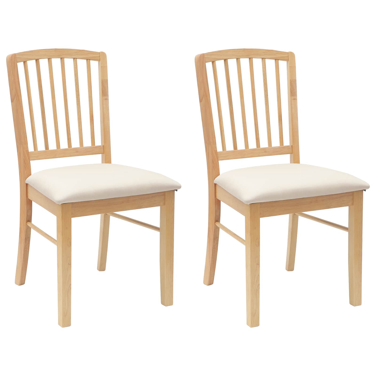 vidaXL Dining Chairs 2 pcs Solid Rubber Wood Natural 50 x 52.5 x 91 cm 2