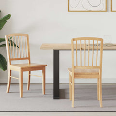 vidaXL Dining Chairs 2 pcs Solid Rubber Wood Natural 50 x 52.5 x 91 cm 1
