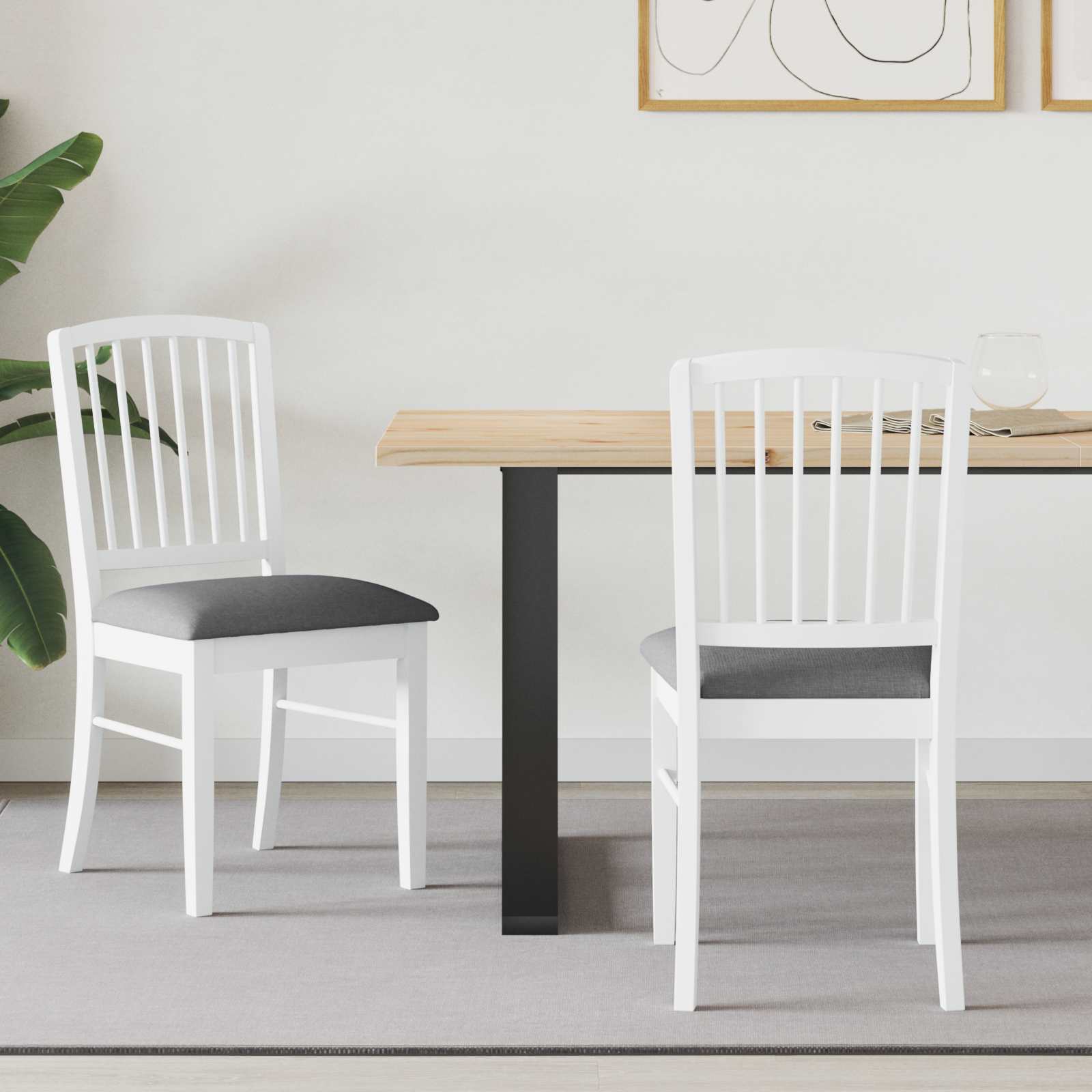 vidaXL Dining Chairs 2 pcs Solid Rubber Wood White 50 x 52.5 x 91 cm 1