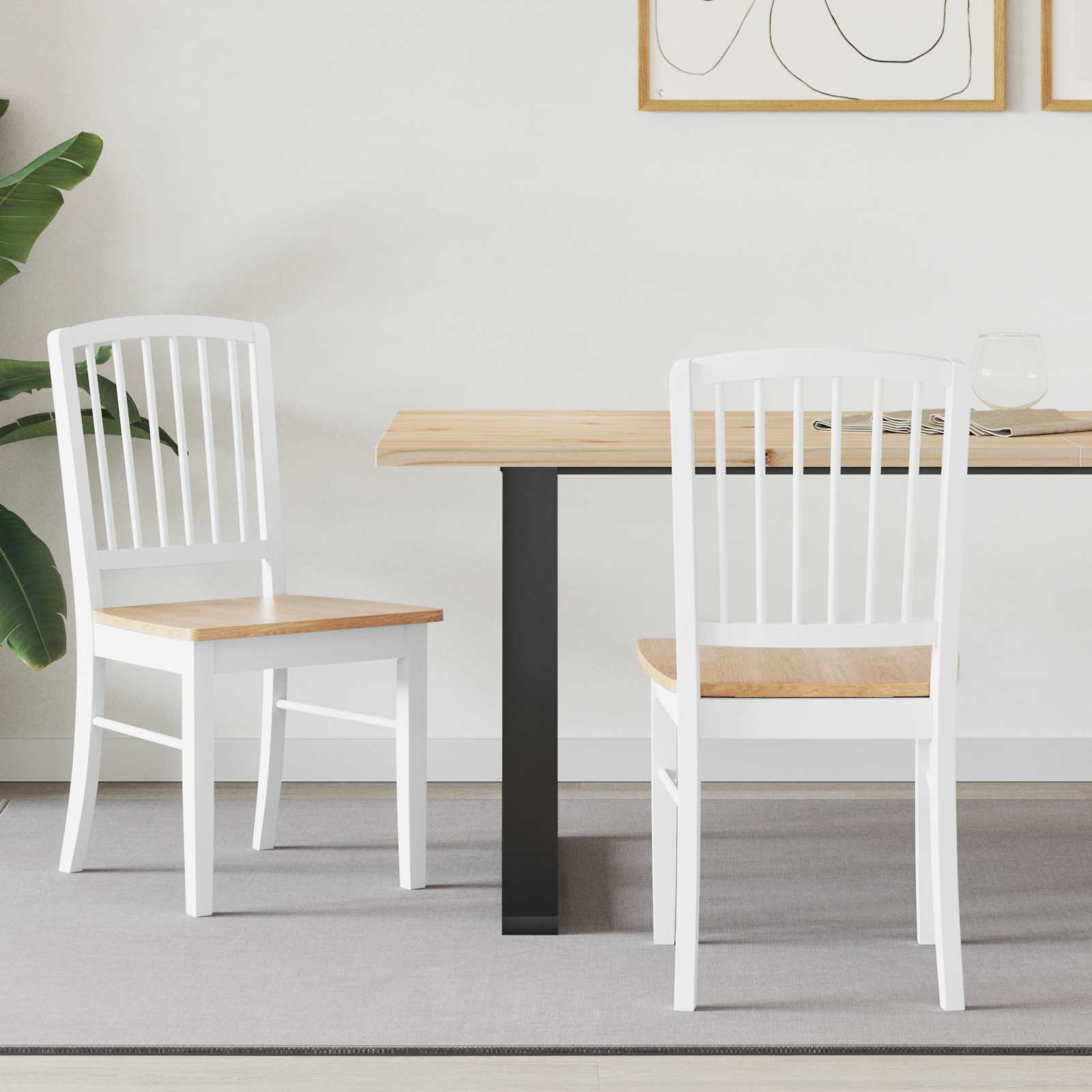 vidaXL Dining Chairs 2 pcs Solid Rubber Wood White 50 x 52.5 x 91 cm 1