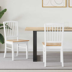vidaXL Dining Chairs 2 pcs Solid Rubber Wood White 50 x 52.5 x 91 cm 1