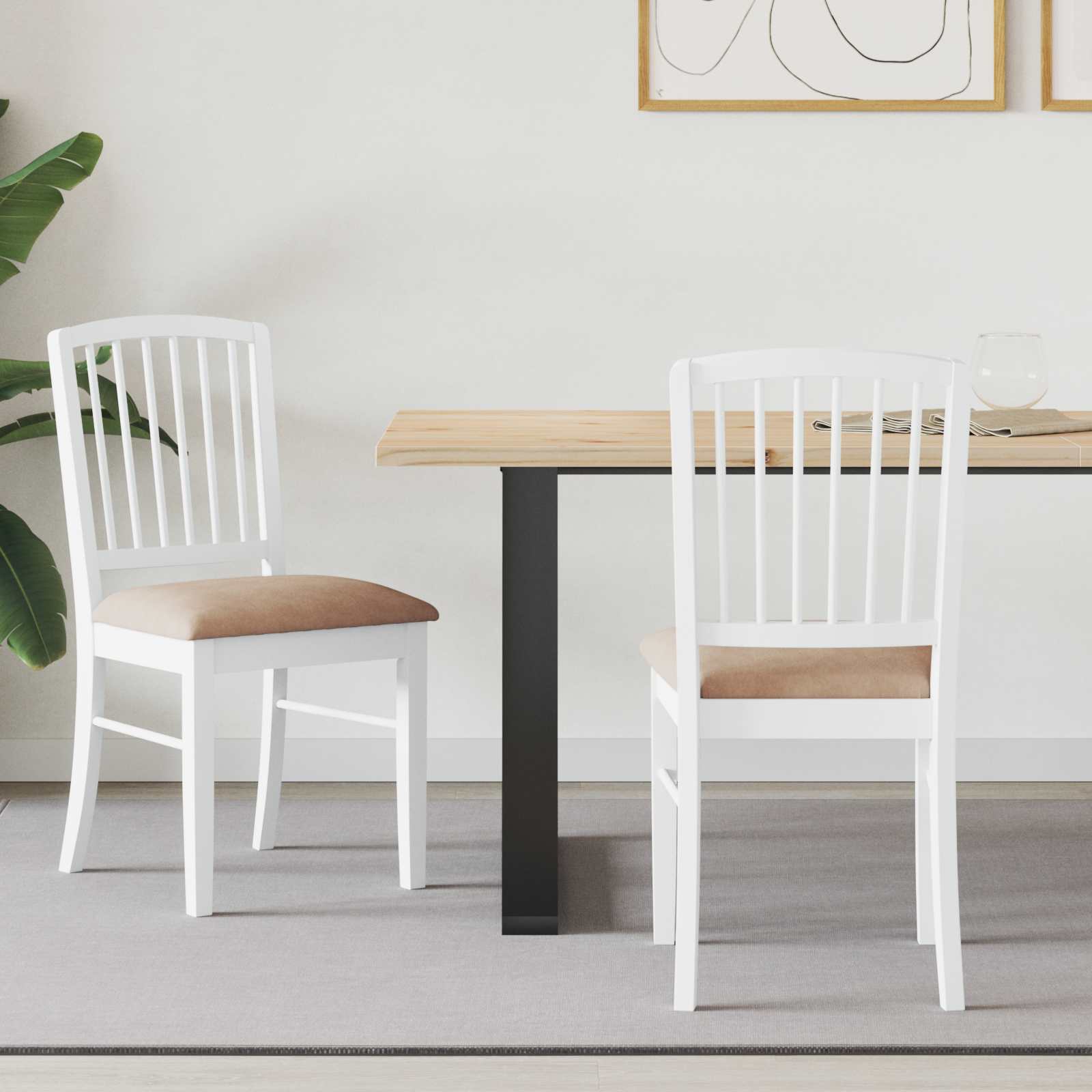 vidaXL Dining Chairs 2 pcs Solid Rubber Wood White 50 x 52.5 x 91 cm 1