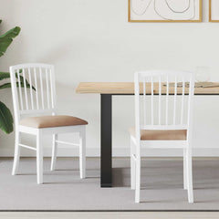 vidaXL Dining Chairs 2 pcs Solid Rubber Wood White 50 x 52.5 x 91 cm 1