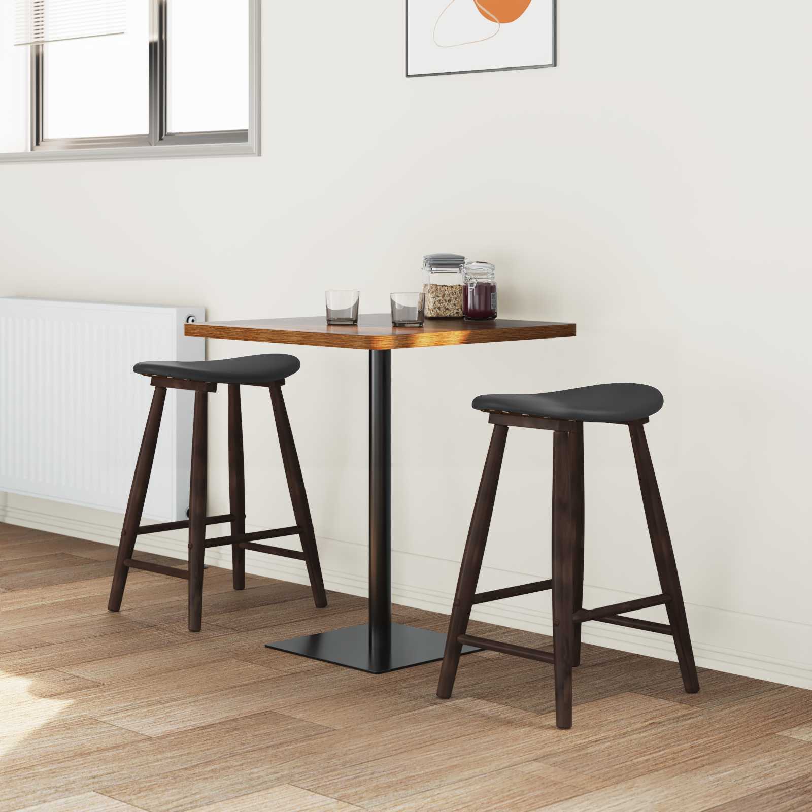 vidaXL Dining Chairs 2 pcs Solid Rubber Wood Light Brown 3