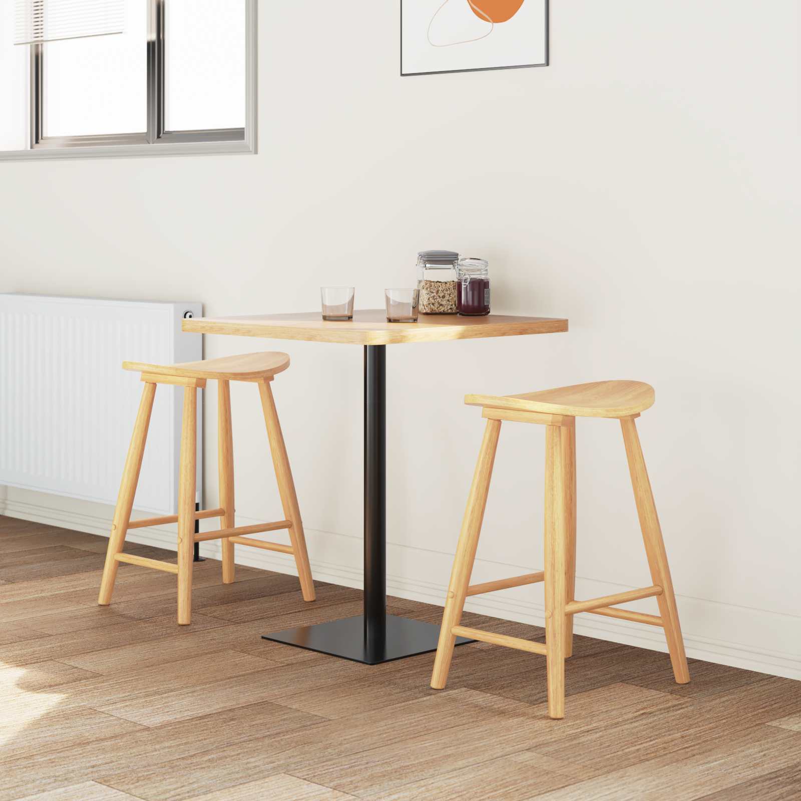 vidaXL Dining Chairs 2 pcs Solid Rubber Wood Natural 46 x 37 x 63 cm 3