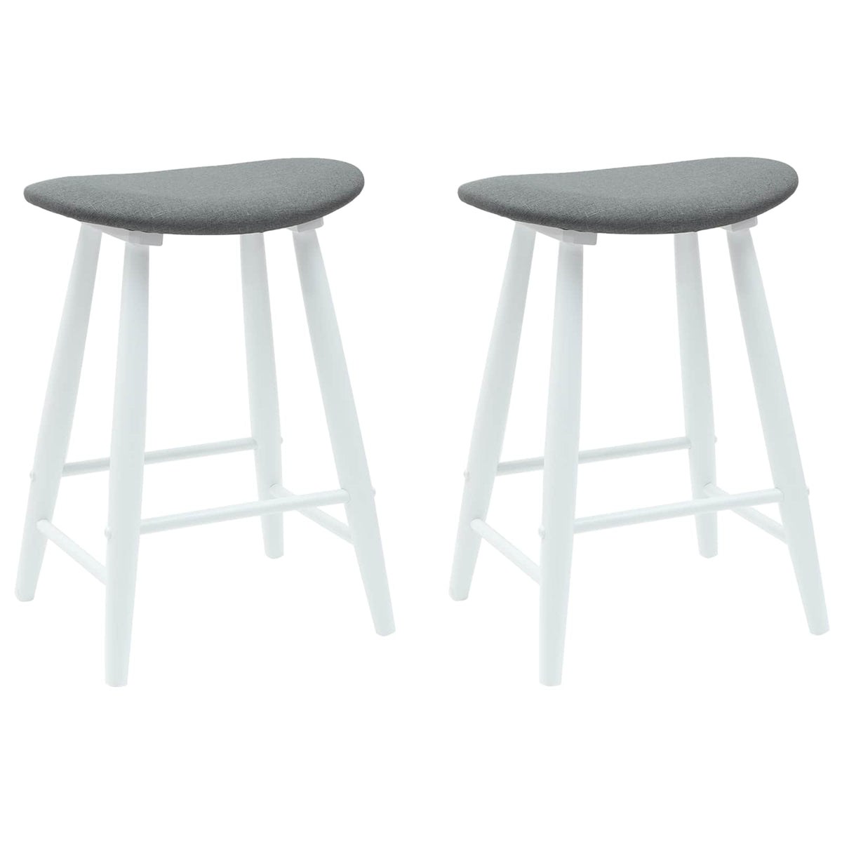 Dining Chairs 2 pcs Solid Rubber Wood White and grey