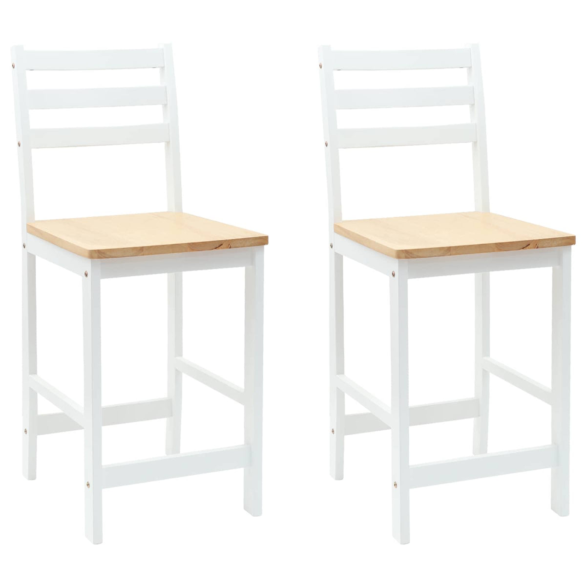 Dining Chairs 2 pcs Solid Rubber Wood White 40 x 47.5 x 99.5 cm White and natural