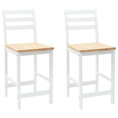 Dining Chairs 2 pcs Solid Rubber Wood White 40 x 47.5 x 99.5 cm White and natural