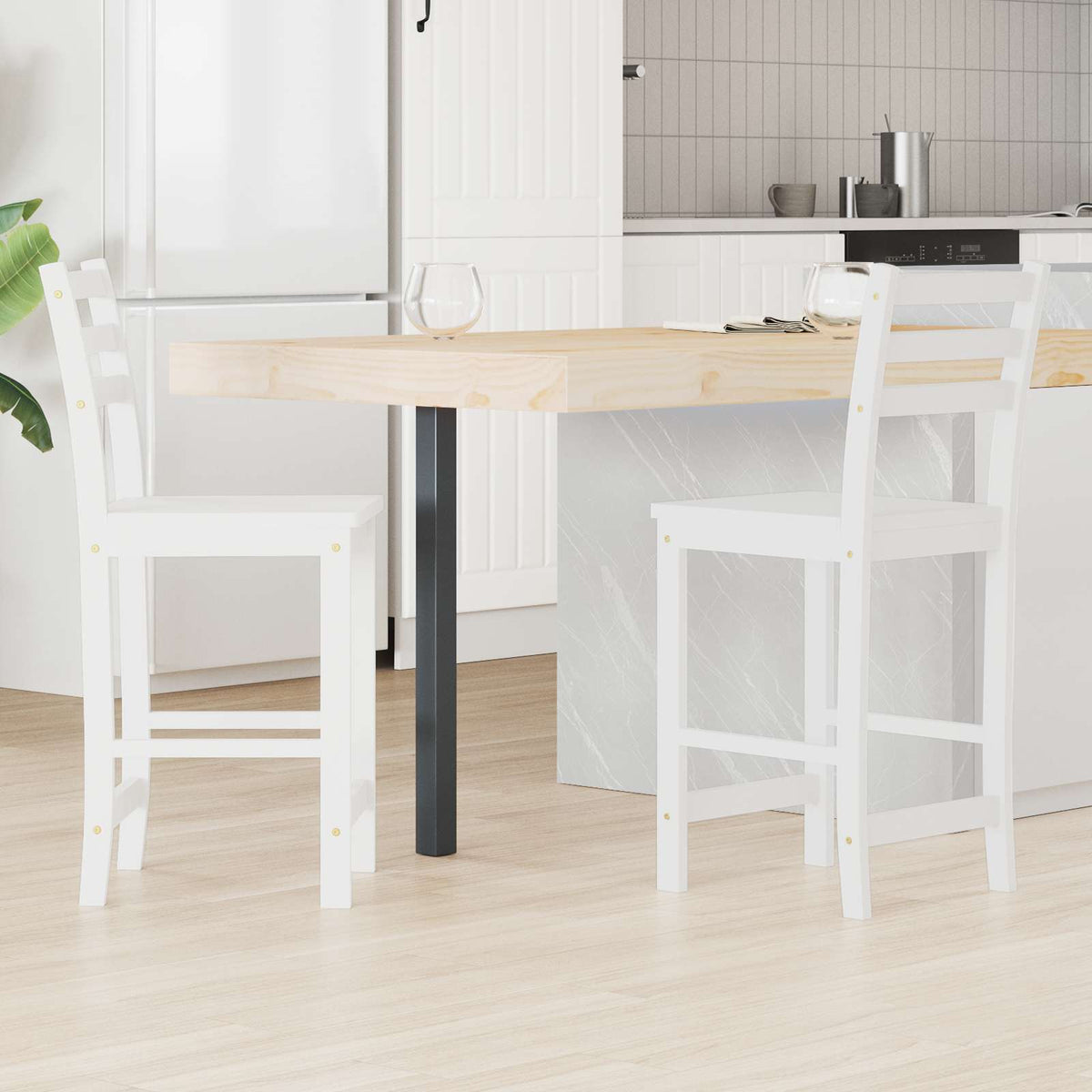 Dining Chairs 2 pcs Solid Rubber Wood White 40 x 47.5 x 99.5 cm White