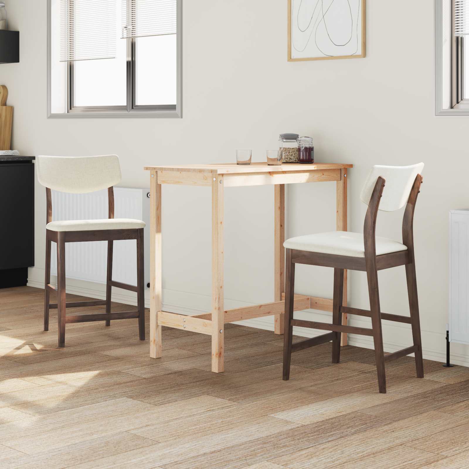 vidaXL Dining Chairs 2 pcs Solid Rubber Wood Light Brown 3