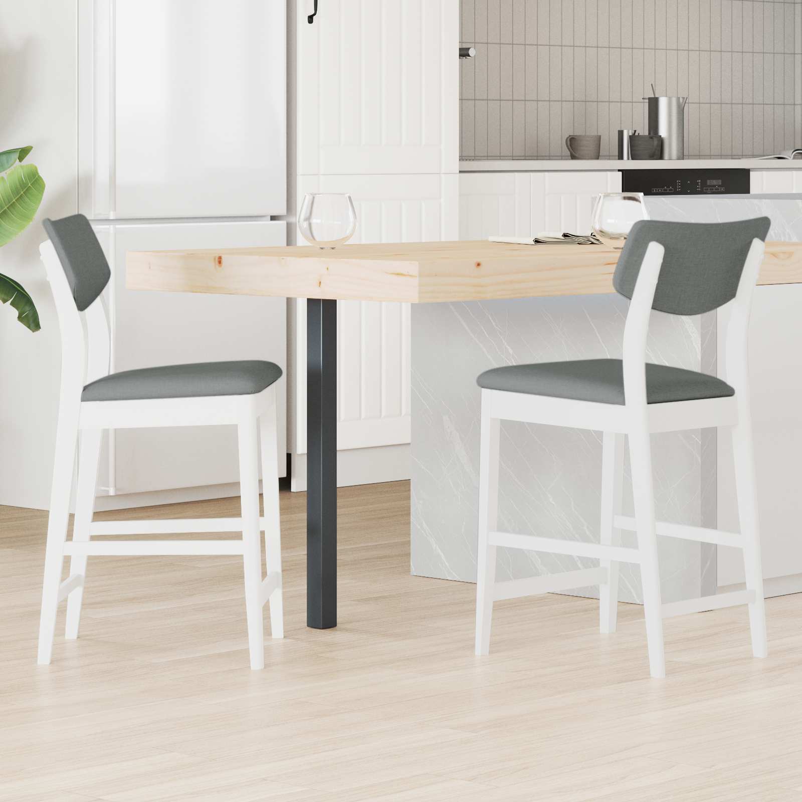 vidaXL Dining Chairs 2 pcs Solid Rubber Wood White 48 x 49 x 95 cm 1