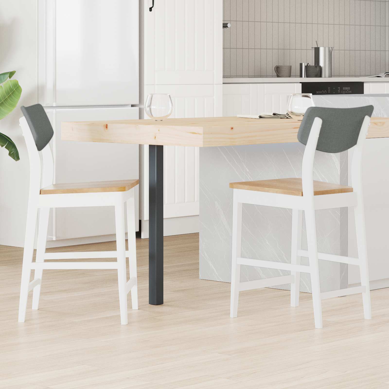 vidaXL Dining Chairs 2 pcs Solid Rubber Wood White 48 x 49 x 95 cm 1