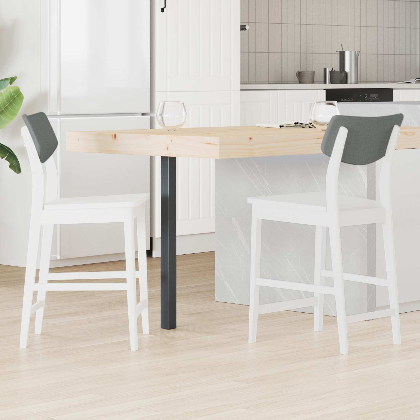 vidaXL Dining Chairs 2 pcs Solid Rubber Wood White 48 x 49 x 95 cm 1