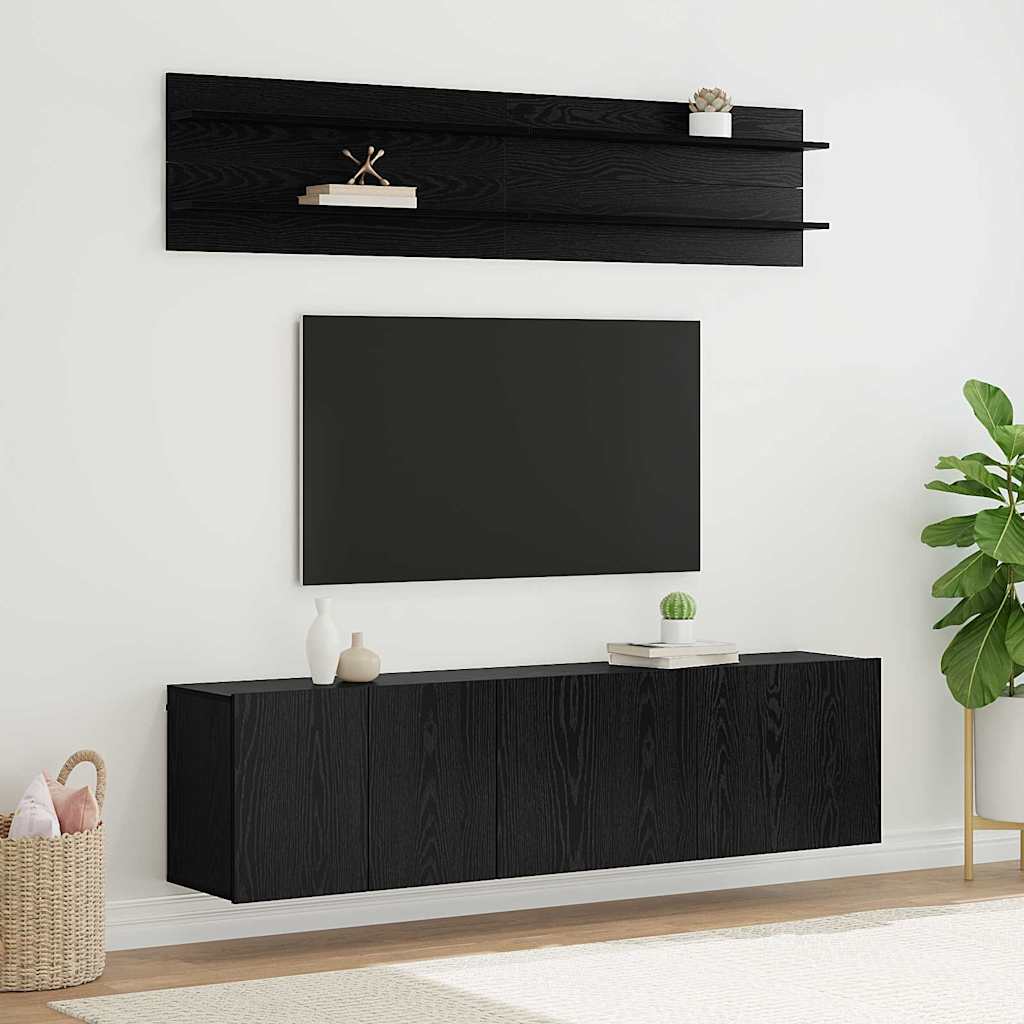 TV Units 6 pcs Engineered wood Black oak