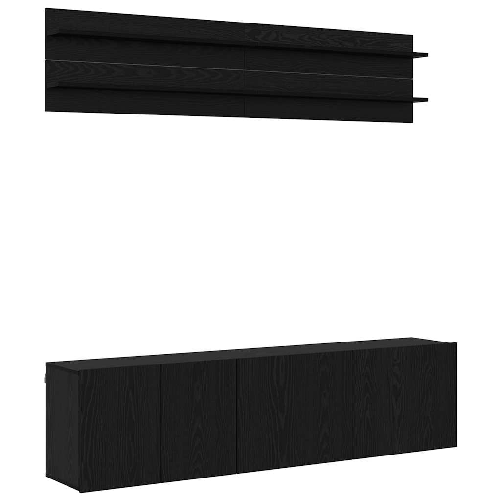 TV Units 6 pcs Engineered wood Black oak