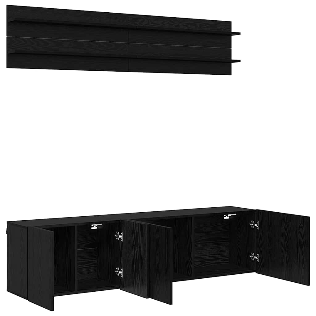 TV Units 6 pcs Engineered wood Black oak