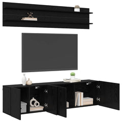 TV Units 6 pcs Engineered wood Black oak