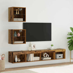 5 Piece TV Wall Units with LED Engineered Wood Old wood