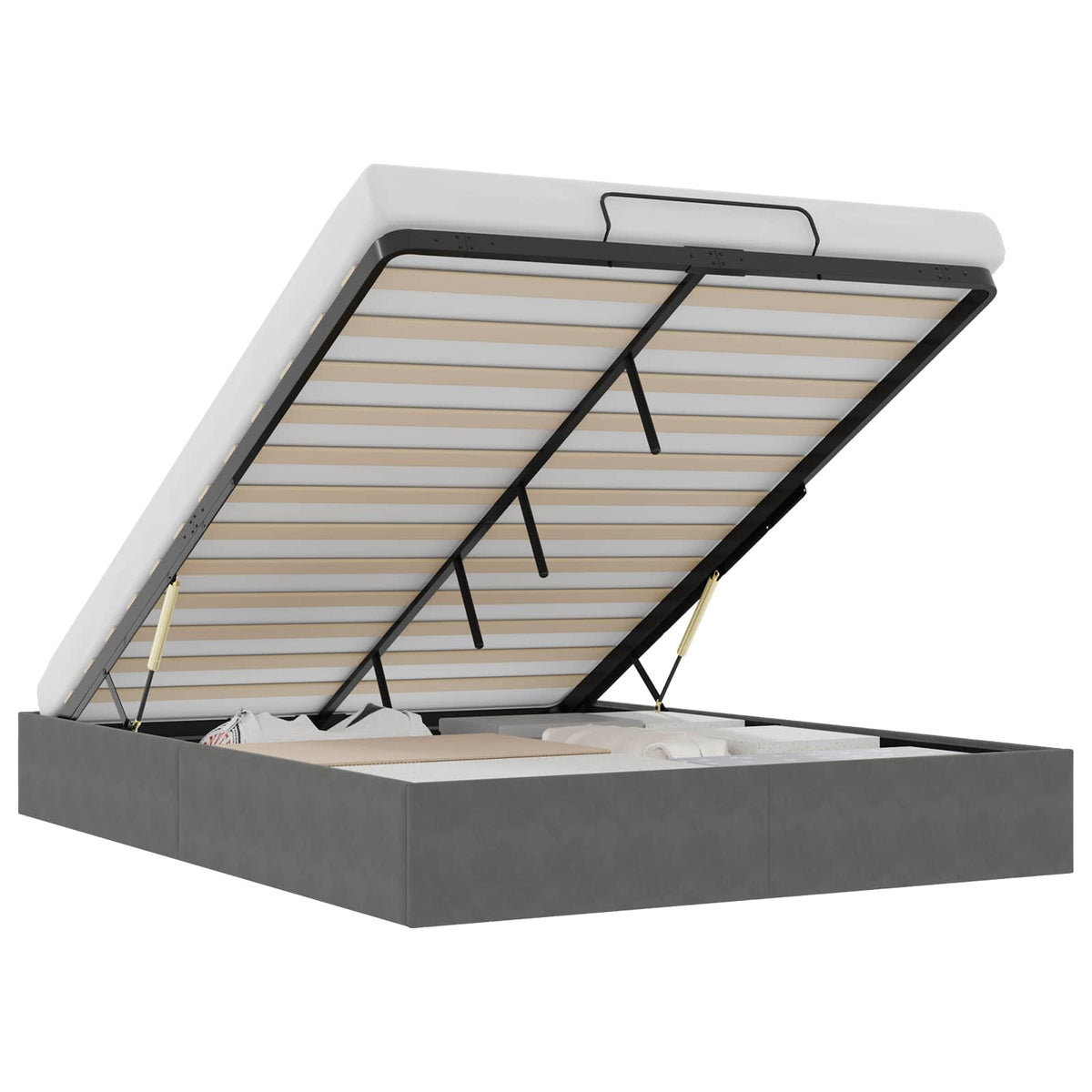 Ottoman Bed Frame Size Velvet Dark grey Full