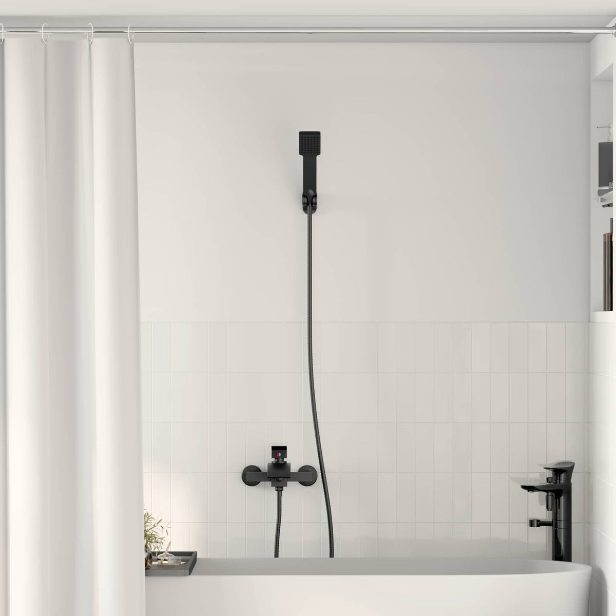 Shower Head Set 1/2 inches Black with shower head