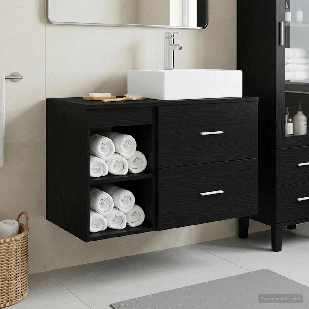 Bathroom Cabinet Set 2 pcs 79.5 x 41 x 79.5 cm Black oak