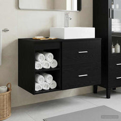 Bathroom Cabinet Set 2 pcs 79.5 x 41 x 79.5 cm Black oak
