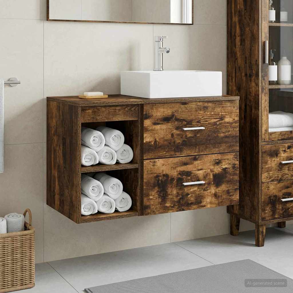 Bathroom Cabinet Set 2 pcs 79.5 x 41 x 79.5 cm Smoked oak