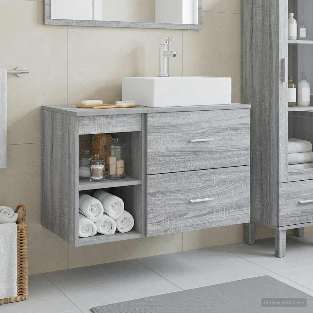 Bathroom Cabinet Set 2 pcs 79.5 x 41 x 79.5 cm Grey sonoma