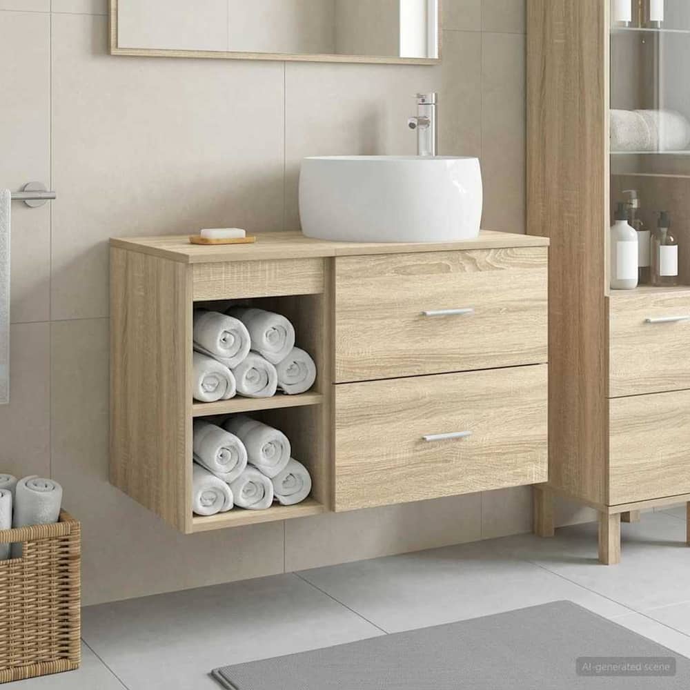 Wall-mounted Bathroom Cabinet Set 2 pcs Sonoma oak