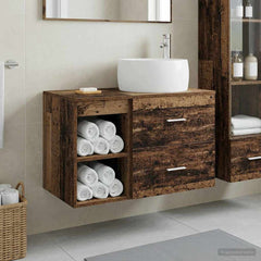 Wall-mounted Bathroom Cabinet Set 2 pcs Old wood