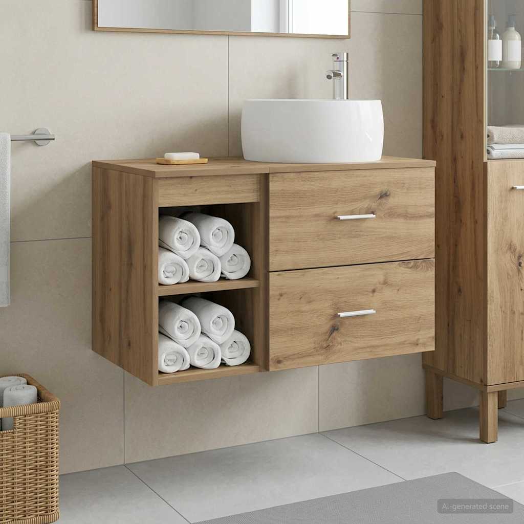 Wall-mounted Bathroom Cabinet Set 2 pcs Artisan oak