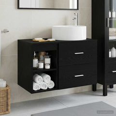 Bathroom Cabinet Set 2 pcs 79.5 x 44.5 x 80 cm Black oak