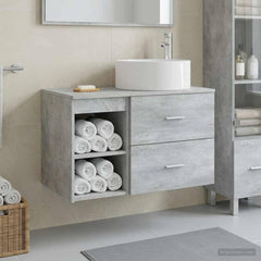 Bathroom Cabinet Set 2 pcs 79.5 x 44.5 x 80 cm Concrete grey