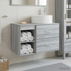 Bathroom Cabinet Set 2 pcs 79.5 x 44.5 x 80 cm Grey sonoma
