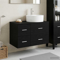 Bathroom Cabinet Set 2 pcs 79.5 x 44.5 x 82 cm Black oak