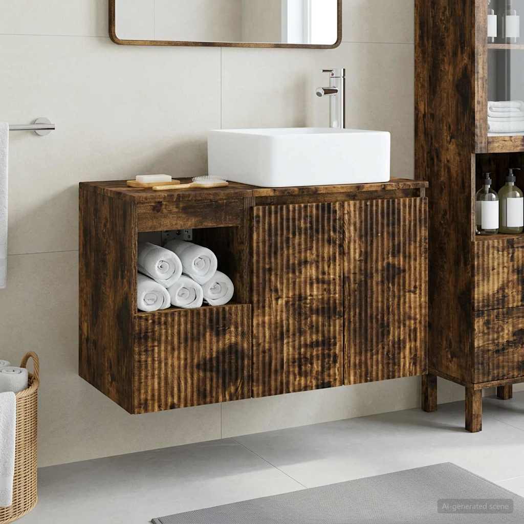 Bathroom Cabinet Set 2 pcs 79.5 x 41 x 80 cm Smoked oak