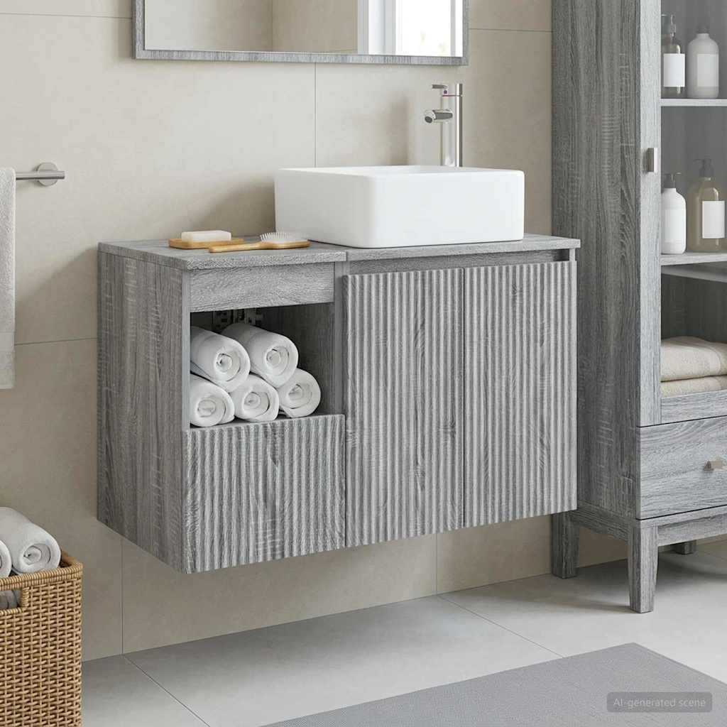 Bathroom Cabinet Set 2 pcs 79.5 x 41 x 80 cm Grey sonoma