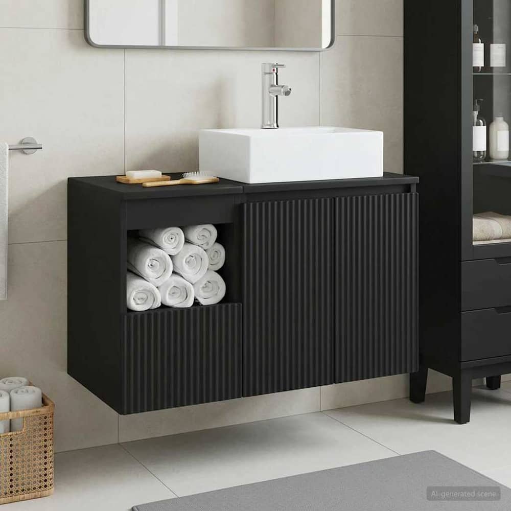 Bathroom Cabinet Set 2 pcs 79.5 x 41 x 79.5 cm Black
