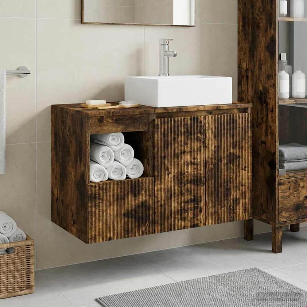 Bathroom Cabinet Set 2 pcs 79.5 x 41 x 79.5 cm Smoked oak