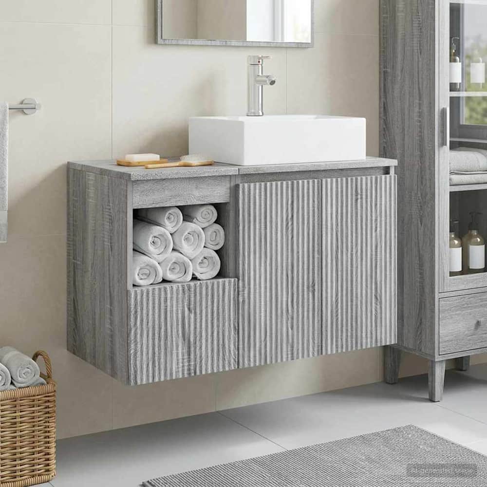 Bathroom Cabinet Set 2 pcs 79.5 x 41 x 79.5 cm Grey sonoma