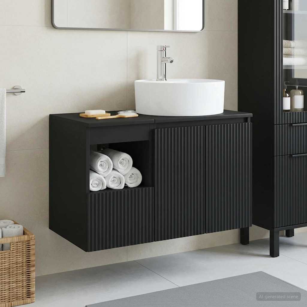 Bathroom Cabinet Set 2 pcs 79.5 x 44.5 x 82 cm Black