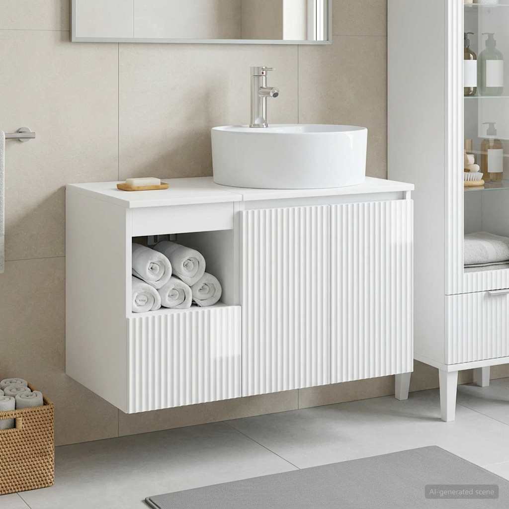Bathroom Cabinet Set 2 pcs 79.5 x 44.5 x 82 cm High gloss white