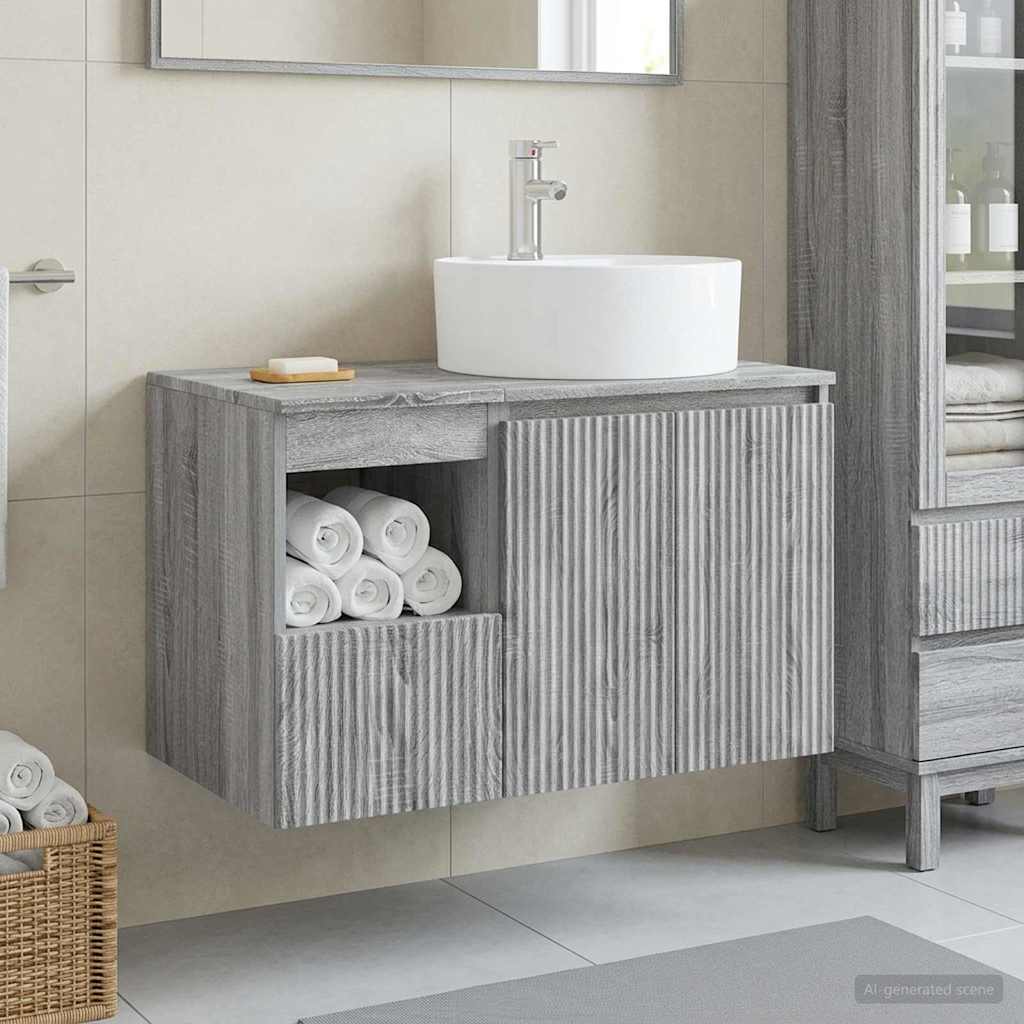 Bathroom Cabinet Set 2 pcs 79.5 x 44.5 x 82 cm Grey sonoma