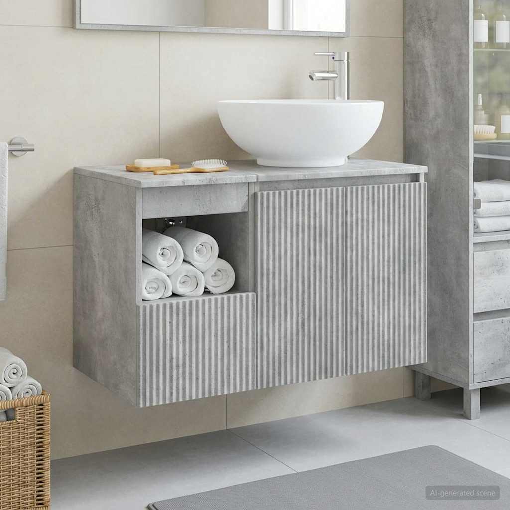 Bathroom Cabinet Set 2 pcs 79.5 x 44.5 x 80 cm Concrete grey