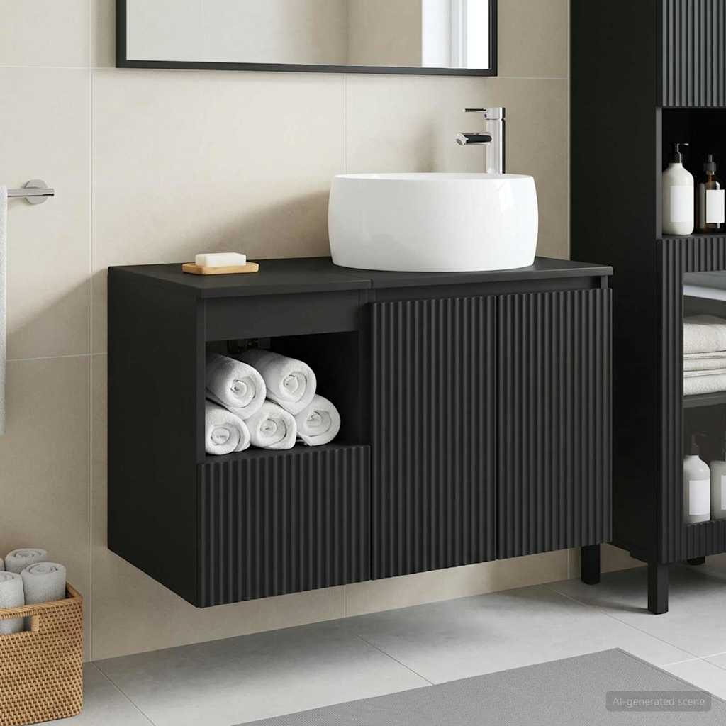 Bathroom Cabinet Set 2 pcs 79.5 x 44.5 x 80 cm Black